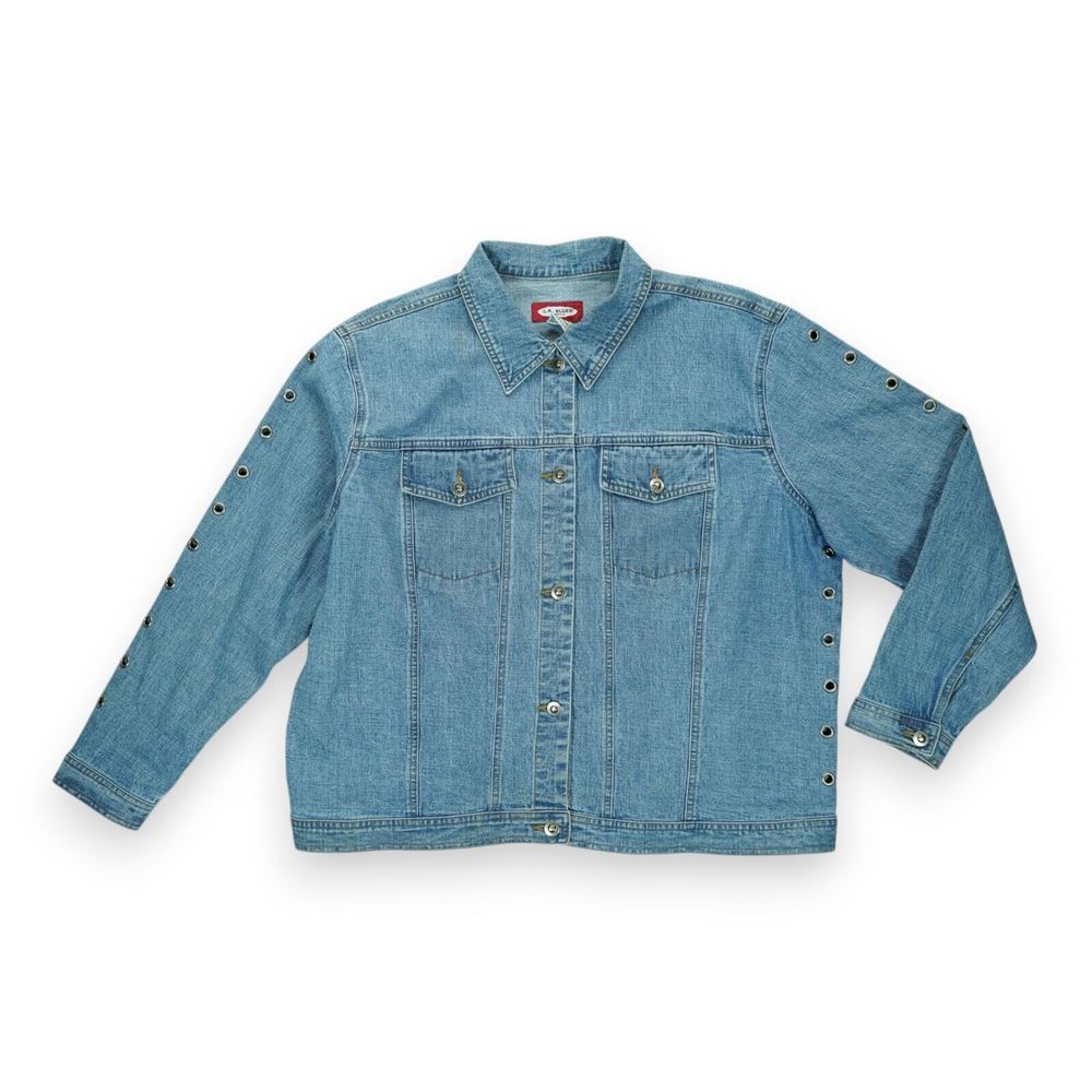 L.A. Blues Stretch Women's Denim Jean Jacket Size 20W‎ Long Sleeve Blue Pockets